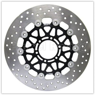 Disco flotante de freno de motocicleta de color negro con tratamiento de pulido y anodizante