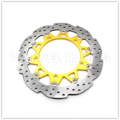 Disco flotante de freno de motocicleta de color negro con tratamiento de pulido y anodizante