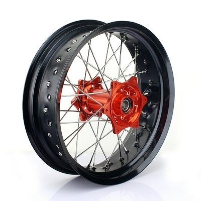 3.50x17 &quot;4.25x17&quot; Supermoto llantas de aleación para SX SXF EXC 125-530 Anillos negros y centros naranja