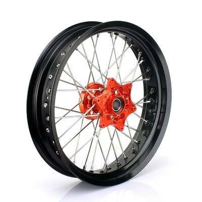 3.50x17 &quot;4.25x17&quot; Supermoto llantas de aleación para SX SXF EXC 125-530 Anillos negros y centros naranja