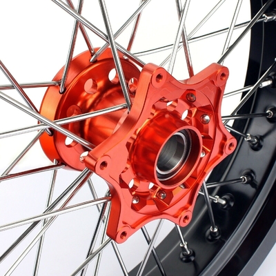 3.50x17 &quot;4.25x17&quot; Supermoto llantas de aleación para SX SXF EXC 125-530 Anillos negros y centros naranja
