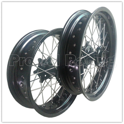 Ruedas de motocicleta de aleación de aluminio negro con centro CNC y llantas de 3,50-17 &quot;5,00-17&quot;