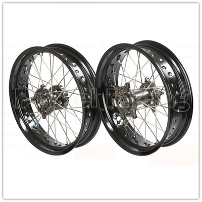 Ruedas de motocicleta de aleación de aluminio negro con centro CNC y llantas de 3,50-17 &quot;5,00-17&quot;
