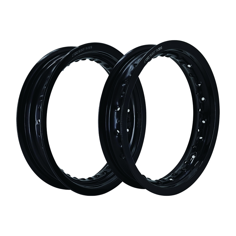 Ruedas negras de motocicleta retro de 12 pulgadas con logotipo personalizado y rendimiento mejorado