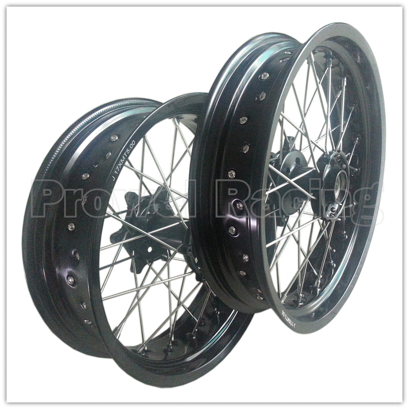 Ruedas de motocicleta de aleación de aluminio negro con centro CNC y llantas de 3,50-17 &quot;5,00-17&quot;